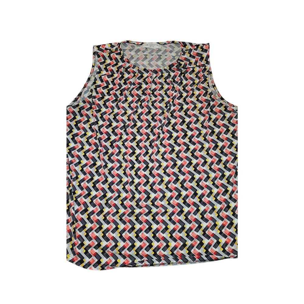Liz Claiborne Red Black and yellow patterned polyester tank‎ size Petite XL